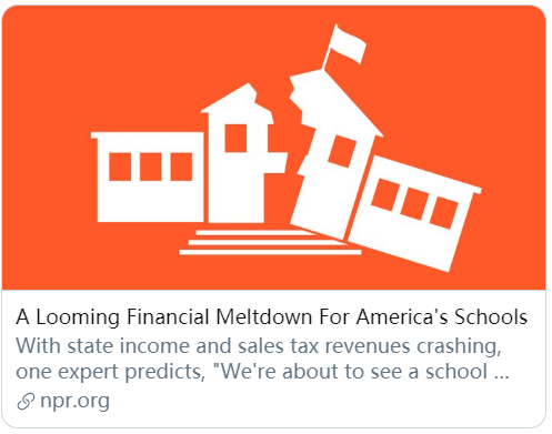 美國(guó)學(xué)校面臨財(cái)政危機(jī)。/NPR報(bào)道截圖